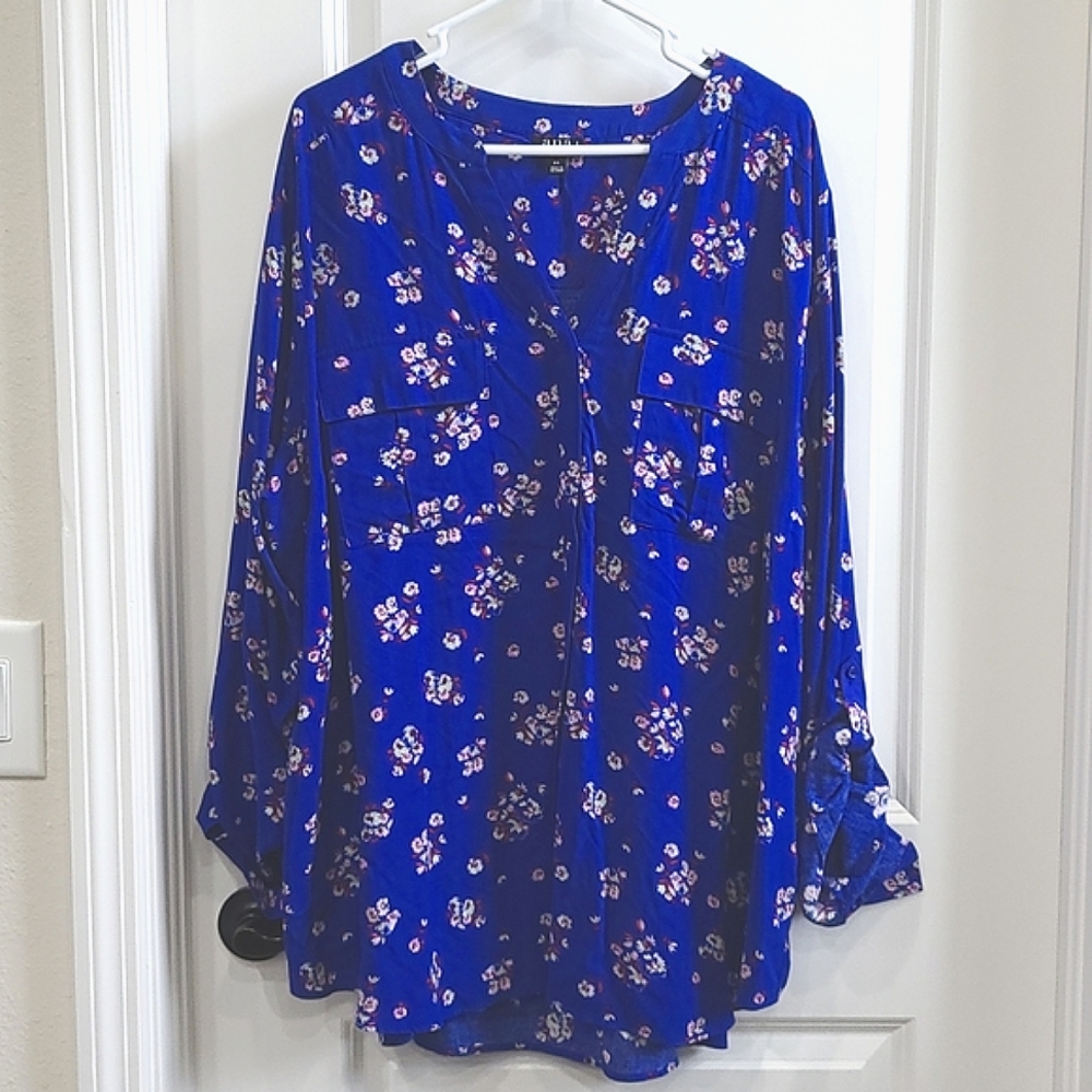 A.N.A. Women's Blue Floral Blouse